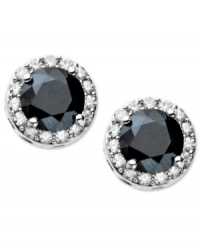 Poignant sparkle. Arabella's pretty stud earrings highlight round-cut black (4-1/2 ct. t.w.) and white (9/10 ct. t.w.) Swarovski zirconias. Set in sterling silver. Approximate diameter: 3/8 inch.