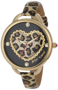 Betsey Johnson Women's BJ00067-14 Analog Leopard Pattern Heart Dial Watch