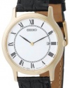 Seiko Men's SKP330 Dress Black Leather Strap Watch