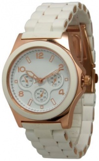 Geneva White Rose Gold Boyfriend Chronograph Analog Watch