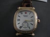 Michele MWW16C000028 Women's Gold Caber Isle Cushion 140 Genuine Diamonds Watch