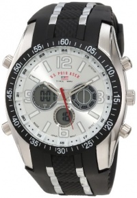 U.S. Polo Assn. Men's US9061 Black Rubber Strap Analog Digital Watch