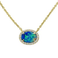 Meira T 14K Yellow Gold Diamond & Oval Opal Necklace