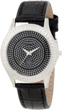 Akribos XXIV Women's AKR464BK Brillianaire Diamond Black Swiss Quartz Strap Watch