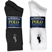 Polo Ralph Lauren Men's 3-Pack Technical Sport Socks 10-13 (Black)