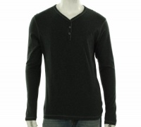 Alfani V-Neck Knit Shirt Black Ice Heather L