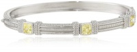 Judith Ripka Giftables 3 Cushion Stones Canary Bangle Bracelet