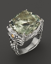 John Hardy Naga 18K Gold and Sterling Silver Batu Square Green Amethyst Ring