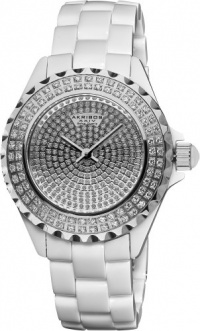 Akribos XXIV Women's AKR457WT Lady Diamond Collection Ceramic Swiss Quartz Watch