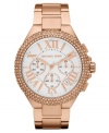 Crystal accents finish off this rosy timepiece from Michael Kors' Camille collection.