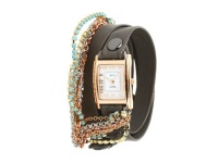 La Mer Collections - Turquoise Crystal Slate Leather Wrap Watch