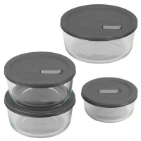 No Leak Lids Eight Piece Food Storage Vessels Set with Plastic Lids