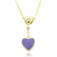 Lily Nily 18k Gold Overlay Children's Lavender Enamel Heart Dangle Pendant Necklace