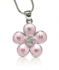 Light Pink Crystal Flower Pendant Necklace Fashion Jewelry