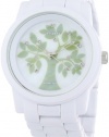 Sprout Women's ST5020MPWT Eco-Friendly Diamond Accented Tree Motif Dial and White Corn Resin Bracelet Watch