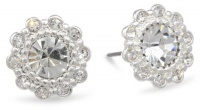 Nine West We Do I Do Crystal Silver-Tone Crystal Flower Stud Earrings