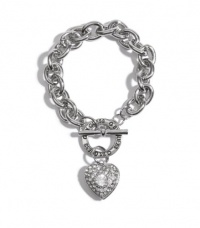 G by GUESS Rhinestone Heart Toggle Bracelet, SILVER