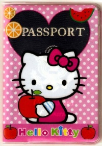 Hello Kitty holding apple with heart window Sanrio Passport Cover