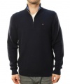 Tommy Hillfiger Men's Long Sleeve 1/4 Zip-Up Sweater Navy Blue