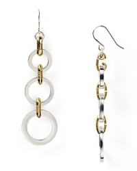 Graduated circles meet mixed metals on this pair of Lauren Ralph Lauren drop earrings - an effortless daytime dangler, accented by delicate French wires.