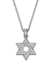 Let your faith shine. This Eliot Danori necklace highlights a Star of David pendant embellished with crystal accents. Crafted in rhodium-plated mixed metal. Approximate length: 16 inches + 2-inch extender. Approximate drop: 1/2 inch.