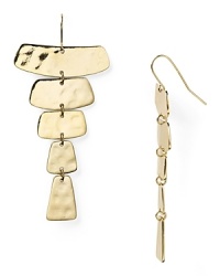 These striking Robert Lee Morris Soho earrings stack luminous hammered bars into a descending linear statement, finished in gold plate.