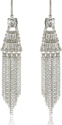 ABS By Allen Schwartz High Drama Silver-Tone Chandelier Chain Earrings