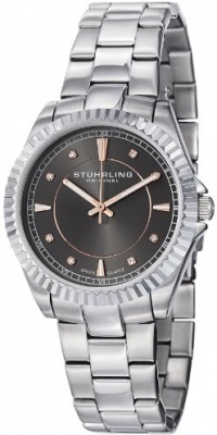 Stuhrling Original Women's 408L.121154 Aquadiver Regatta Lady Marine Swiss Quartz Grey Dial Stainless Steel Bracelet Watch