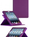 HHI 360 Dual-View Multi Angle Folio Case Cover for iPad 4 with Retina display / The new iPad (3rd Generation) / iPad 2 - Purple (Built-in magnet for sleep and wake feature) (include HHI Stylus Pen)