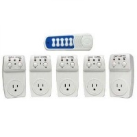 Christmas Lighting Wireless Remote Control Outlet Switch Socket - 5 Pack - For Christmas Tree, Outdoor Decorating Lights & All Electric Powered Holiday Decorations * BATTERY INCLUDED *