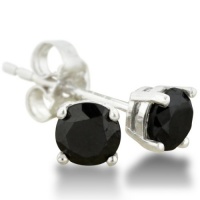 1ct Black Diamond Stud Earrings In Sterling Silver