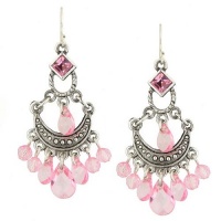 Silver Pink Chandelier Earrings