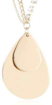 Kenneth Cole New York Shiny Metals Shiny Gold Double Teardrop Pendant Necklace, 20