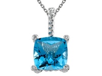 Genuine Blue Topaz Pendant by Effy Collection® in 14 kt White Gold