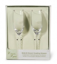 Darice V35922, Bride Groom Twisted Champagne Glasses