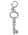 Opening statement. Fossil unlocks any style barriers with this key charm, crafted from silver-tone mixed metal and featuring clear glass crystal. Approximate length (charm): 1-1/4 inches; (clip): 1/2 inch.