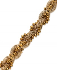 Bohemian braided beauties. This Alfani bracelet features a twisted silhouette with 12k gold-plated mixed metal mesh and faceted beads. Approximate length: 8-1/2 inches + 1-inch extender.