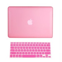 TopCase 2-in-1 Rubberized Hard Case Cover and Keyboard Cover for 13-Inch Macbook White - Pink