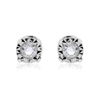 10k White Gold Diamond Accent Stud Earrings