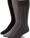 Calvin Klein Men's 3 Pack Microfiber Windowpane Socks, Grey/Metal/Black, 7-12