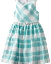 Bonnie Jean Girls 7-16 Aqua Shantung Plaid Dress, Blue, 7