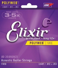 Elixir Strings Acoustic Guitar Strings, 6 String, Light POLYWEB Coating