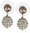 Carolee Gold Pearl Basics Simulated Pearl and Pave Drop Earrings