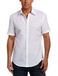 Perry Ellis Men's Short Sleeve Textured Stripe Woven Shirt