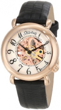 Stuhrling Original Women's 108.12457 Classic Metropolis Wall Street Automatic Skeleton Rose Tone Watch