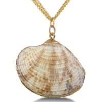 24kt Dipped Natural Seashell Pendant on Triple Strand Necklace