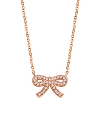 18K rose gold vermeil and cubic zirconia are all wrapped up in a pretty bow on this feminine-fabulous necklace from Crislu.