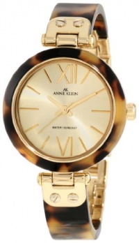 Anne Klein Women's 109652CHTO Gold-Tone Tortoise Plastic Bezel and Bangle Bracelet Watch