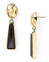 Crafted from gold plate with rectangular stones, these drop earrings by Carolee Lux will lend classic outfits a touch of Art Deco-inspired verve.