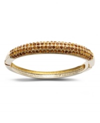 Chic combination. Golden brown topaz-hued pave glass accents complement the gold tone mixed metal setting on this beautiful bangle bracelet from Charter Club. Approximate diameter: 2-1/2 inches.